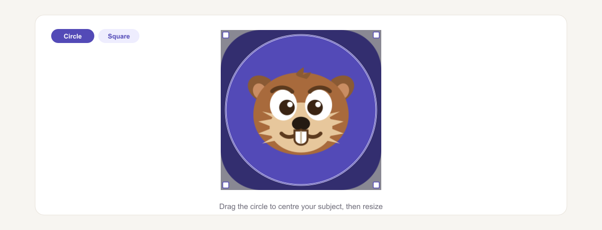 Positioning the circular selection over a face to crop the photo into a circle