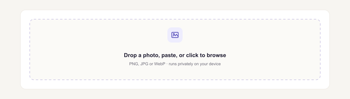 Adding a photo to remove its background without uploading it, straight in the browser